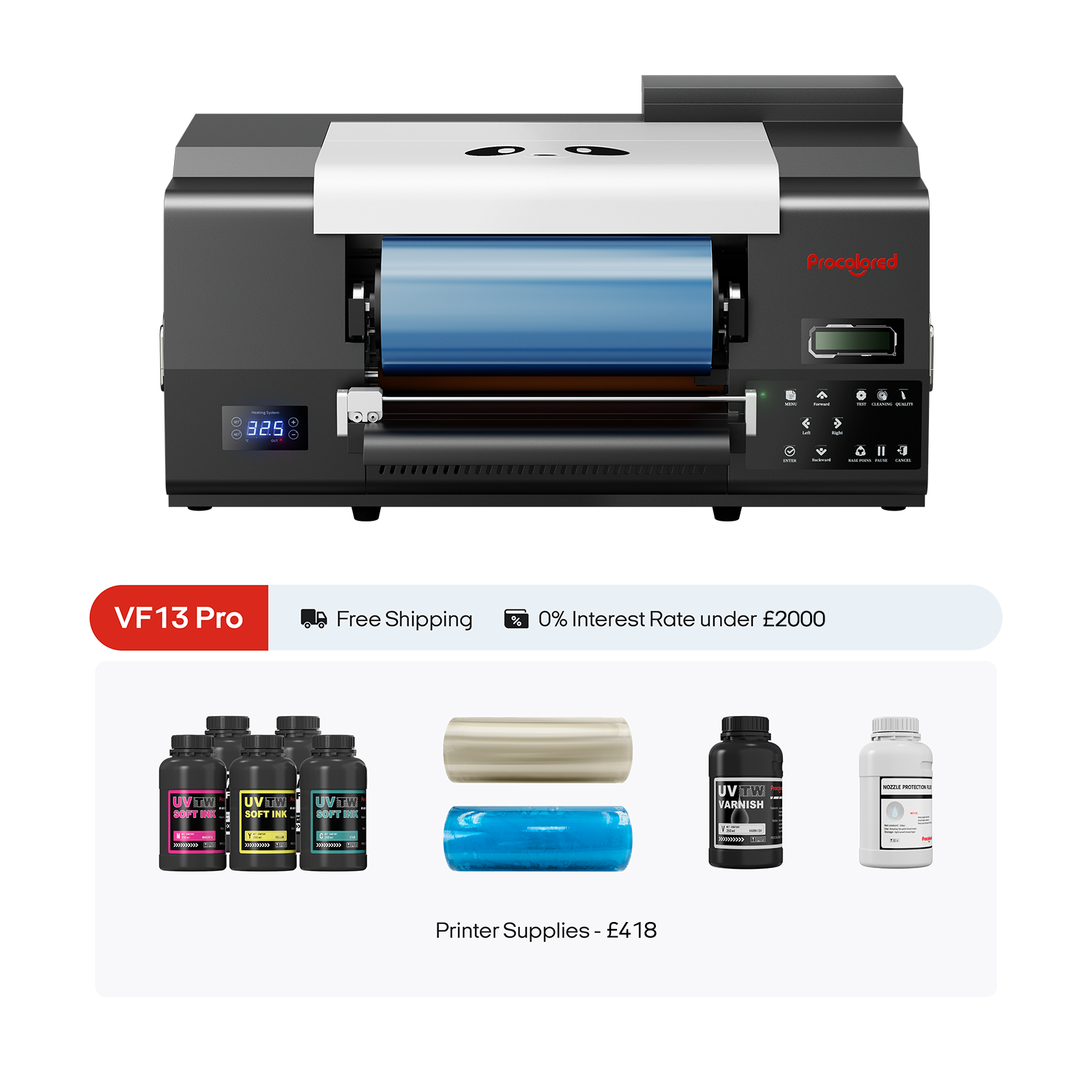 Procolored VF13 Pro Panda UV DTF Drucker 13" A3+ Dual XP600 2-in-1