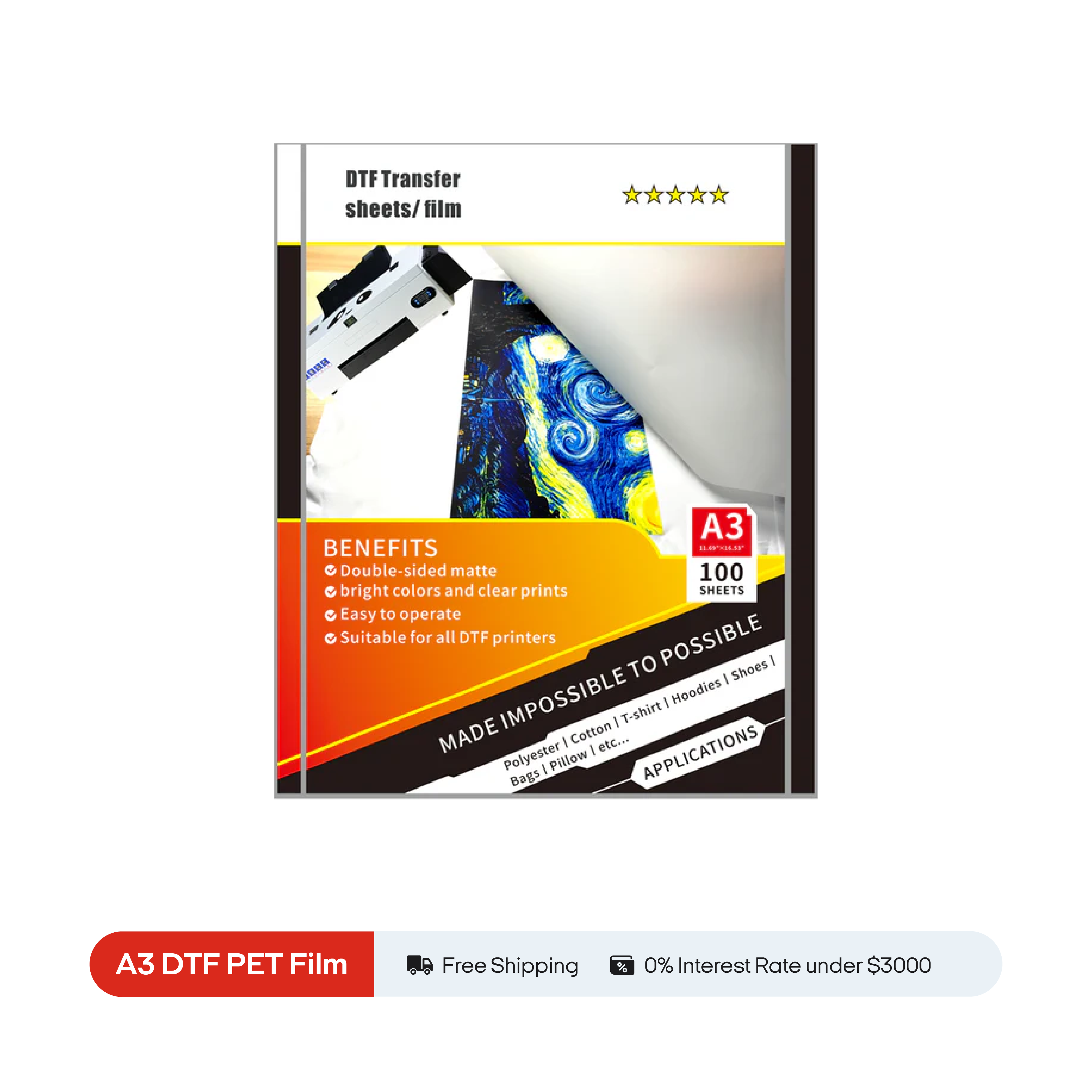 Procolored DTF PreTreat Transferfolie – geeignet für A3 DTF Drucker