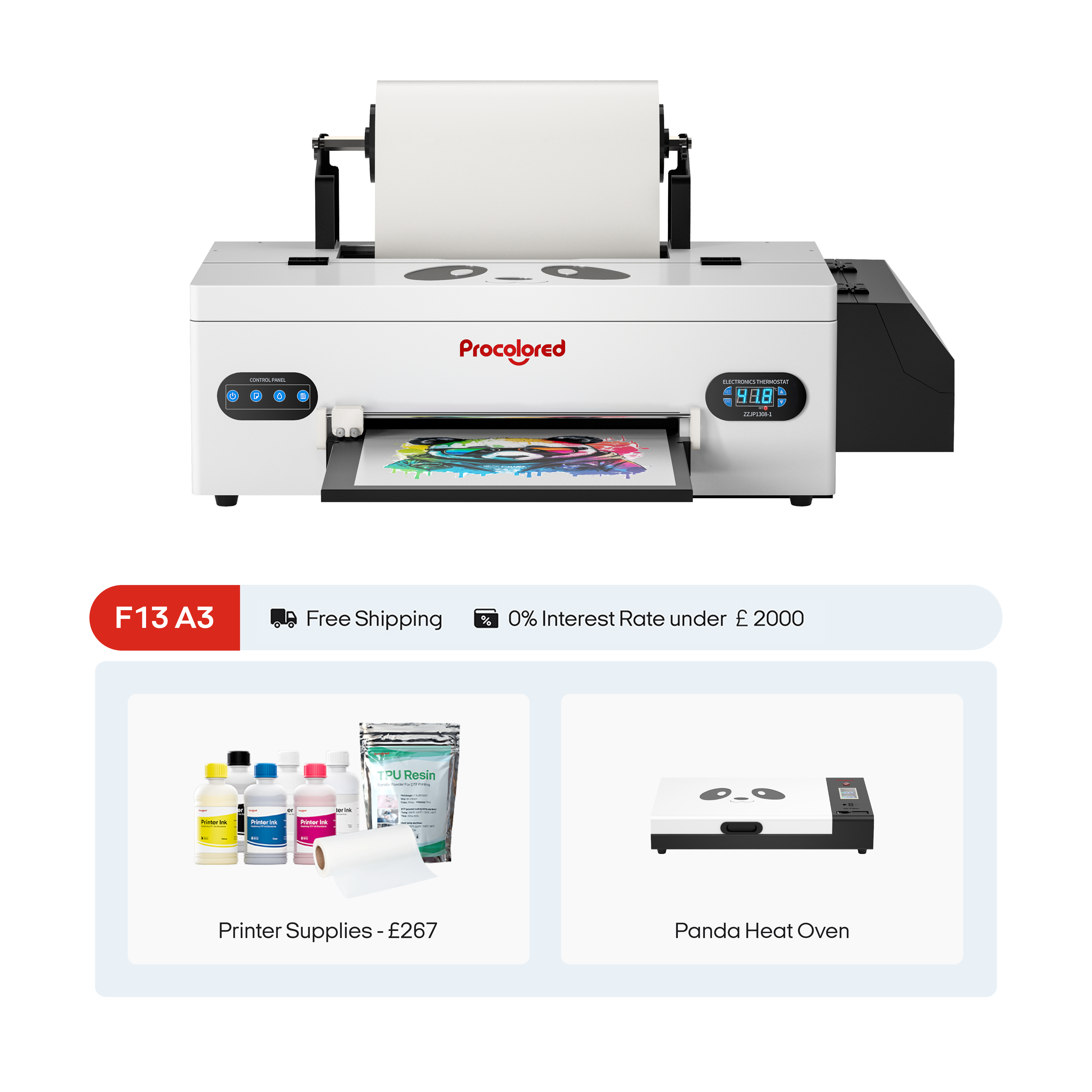 Procolored F13 Panda DTF Drucker 13" A3 L1800 & Backofen