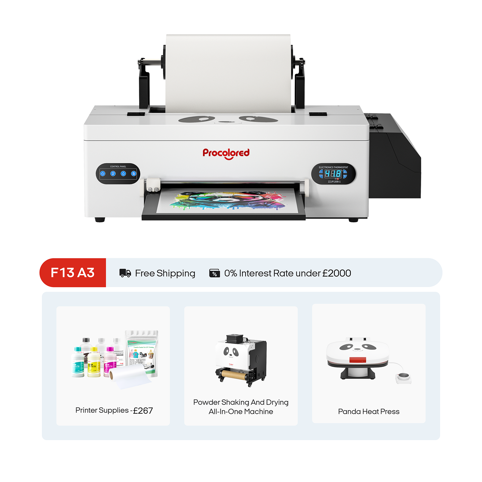 Procolored F13 Panda DTF Drucker 13" A3 L1800 & Ultimate Paket