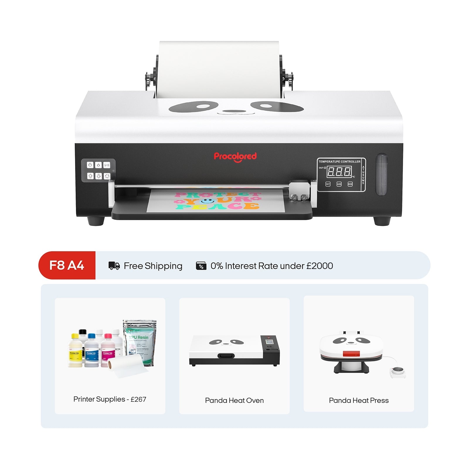 Procolored F8 Panda DTF Drucker 8,2" A4 L800 & Komplettpaket