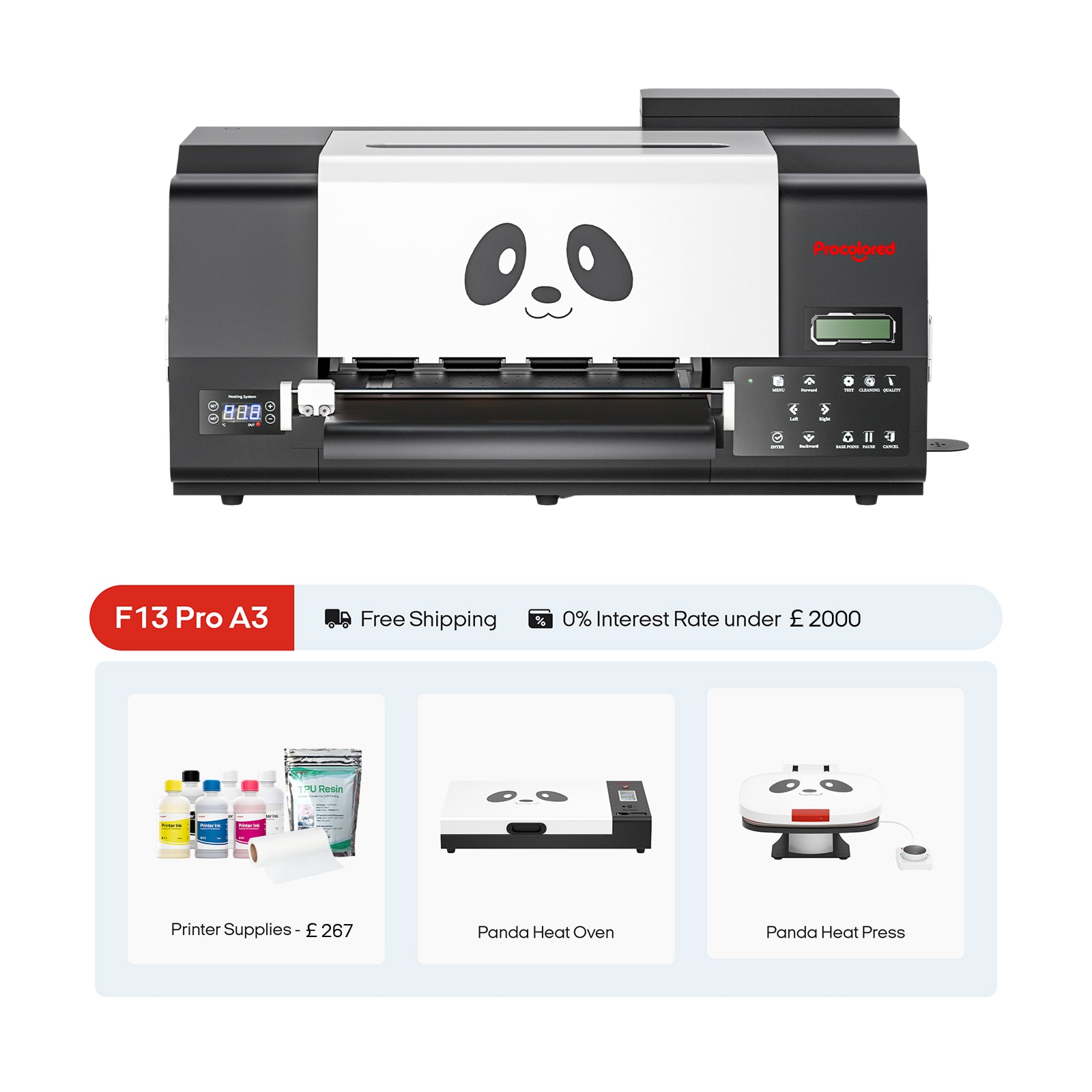 Procolored F13 Pro Panda DTF-Drucker 13" A3 Dual XP600 & Komplettpaket