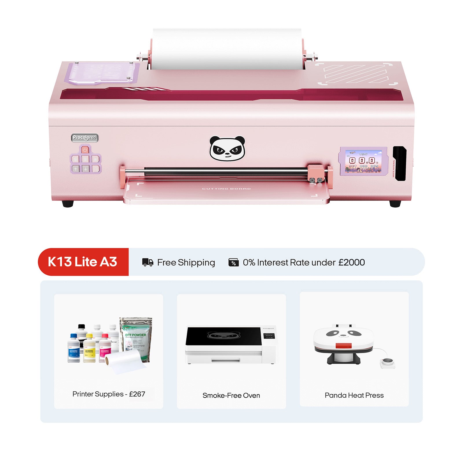 Procolored K13 Lite DTF Drucker 13" A3 & Komplettpaket Premium – Rosa
