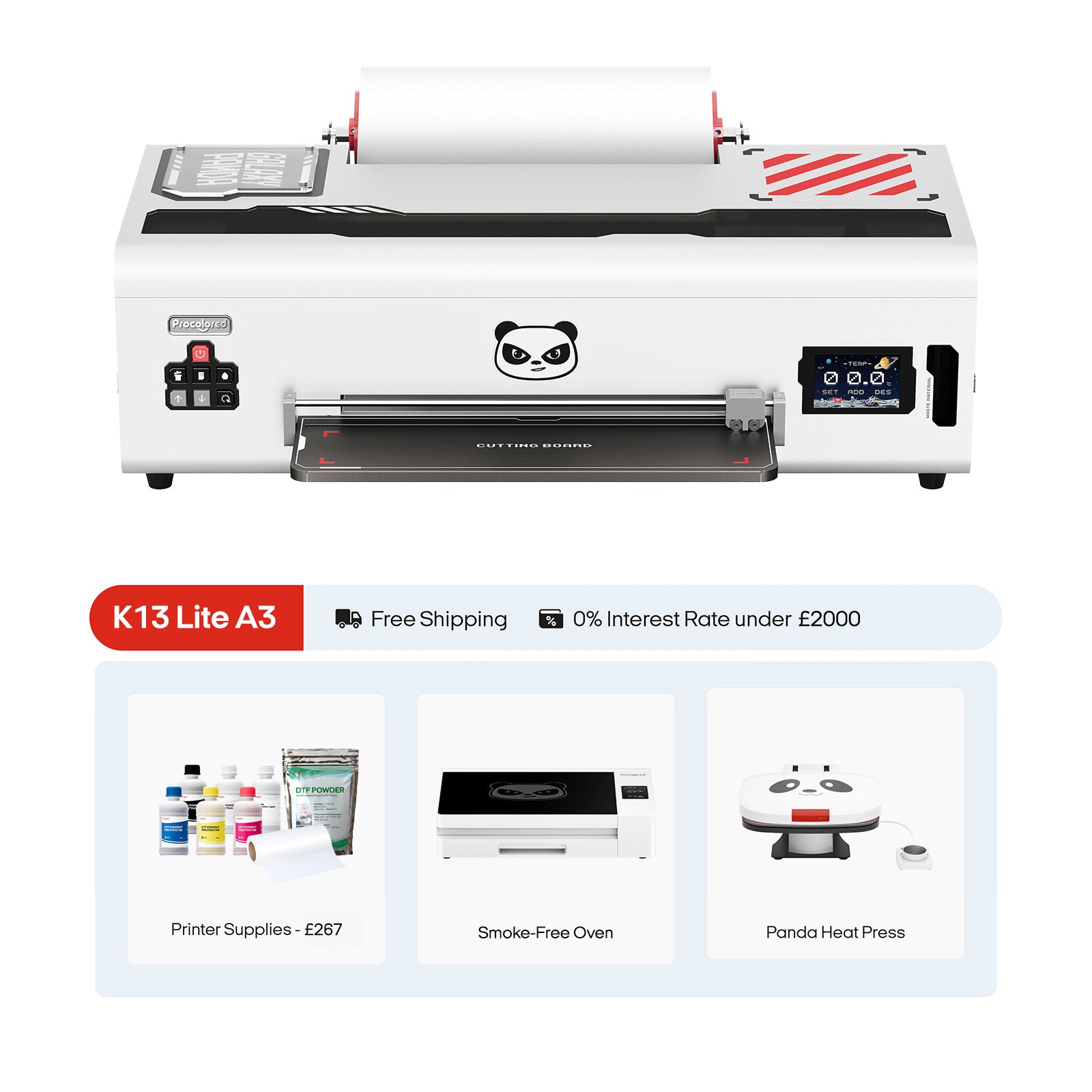 Procolored K13 Lite DTF Drucker 13" A3 & Komplettpaket Premium – Weiß