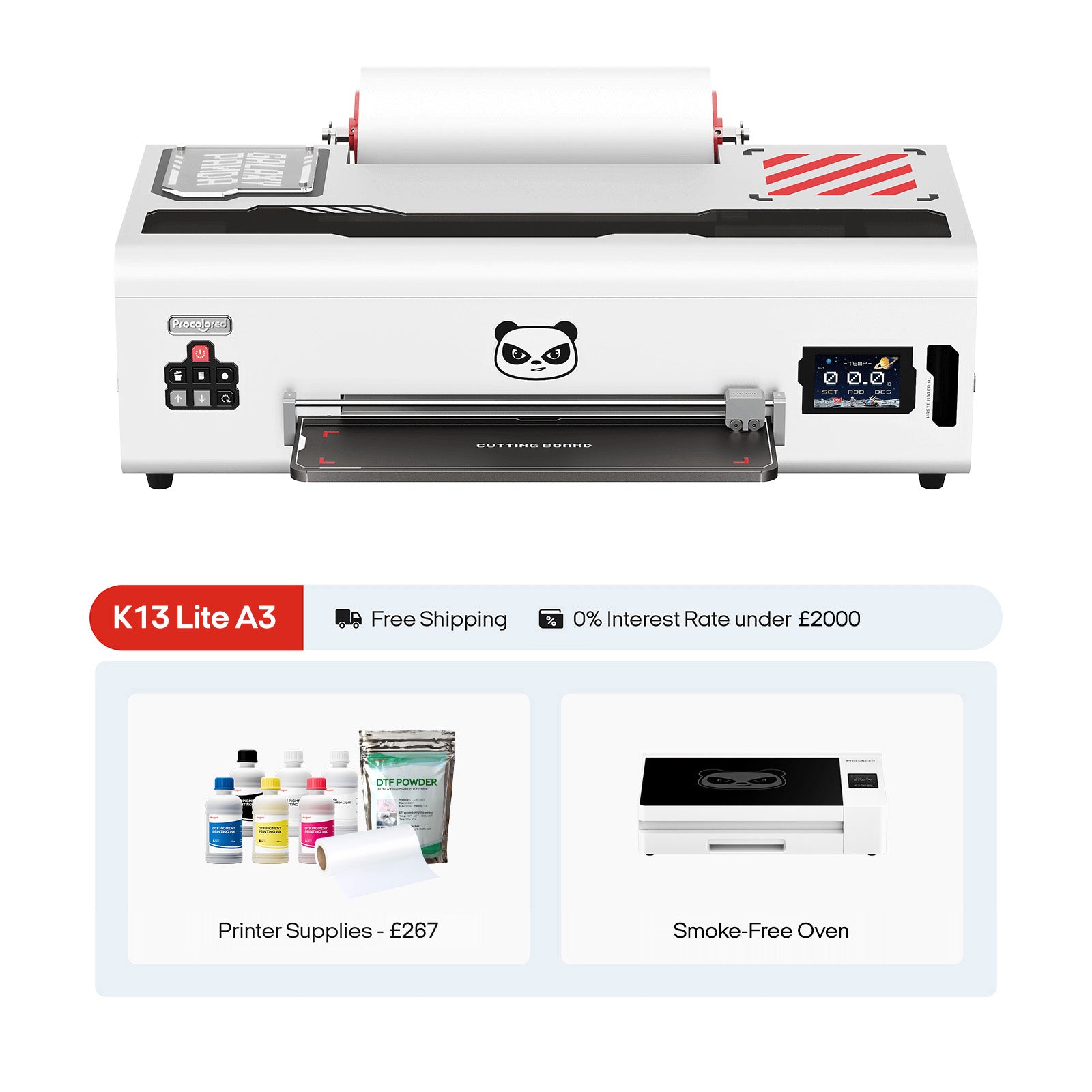 Procolored K13 Lite DTF Drucker 13" A3 & Backofen Premium - Weiß