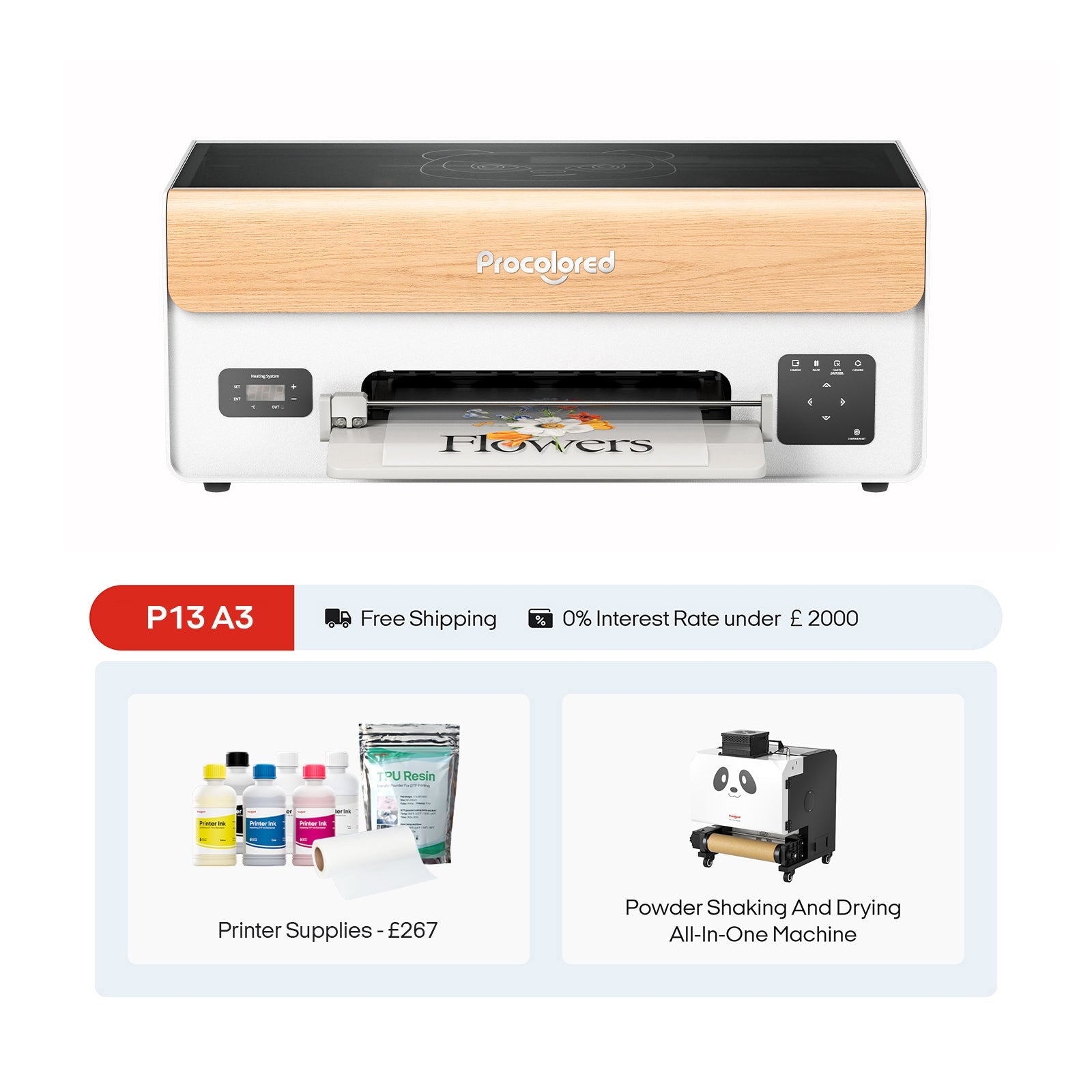 Procolored P13 DTF Drucker 13" A3 XP600 & DTF Shaker Bundle (MacOS)