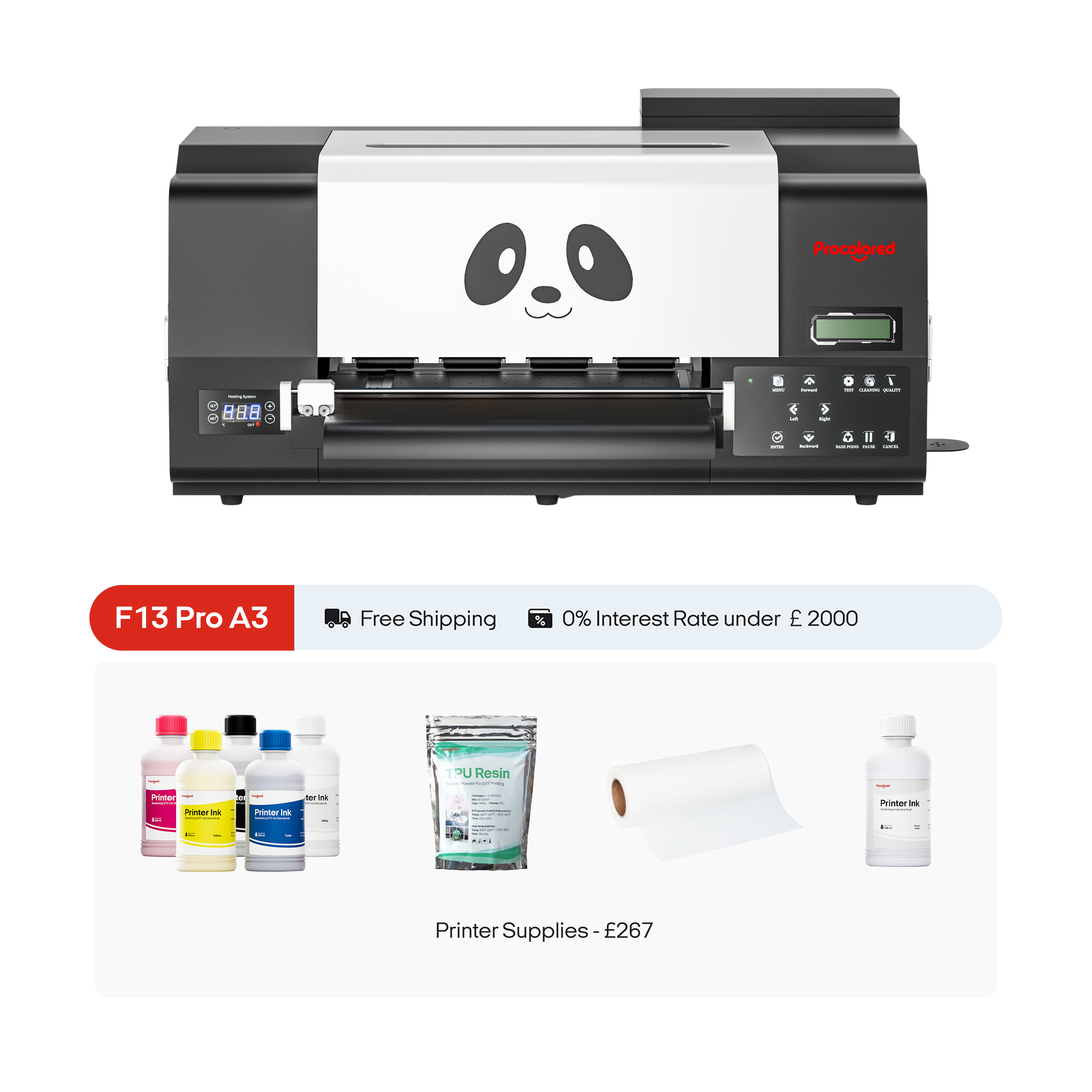 Procolored F13 Pro Panda DTF Drucker 13" A3 Dual XP600