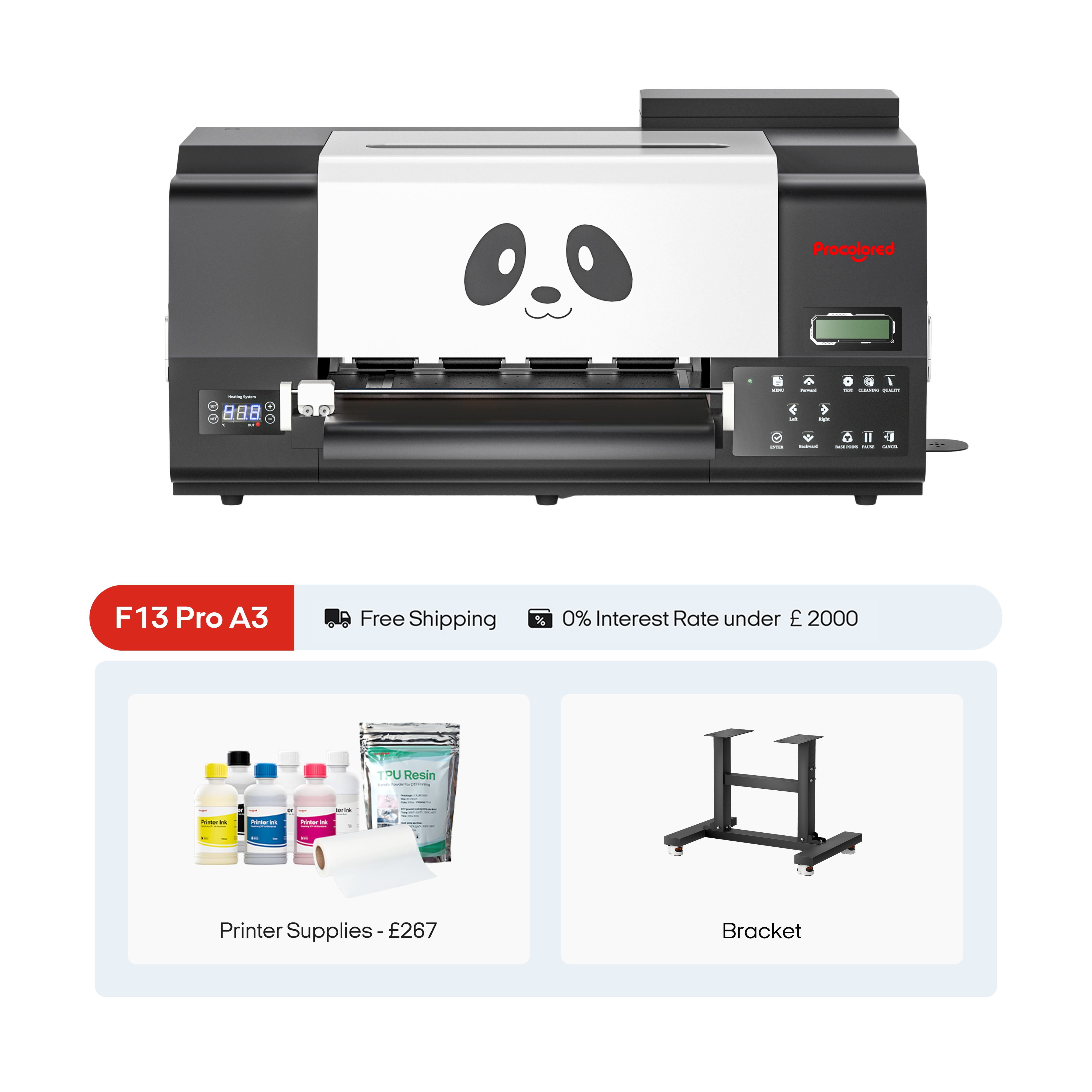 Procolored F13 Pro Panda DTF Drucker 13" A3 Dual XP600 & Ständer