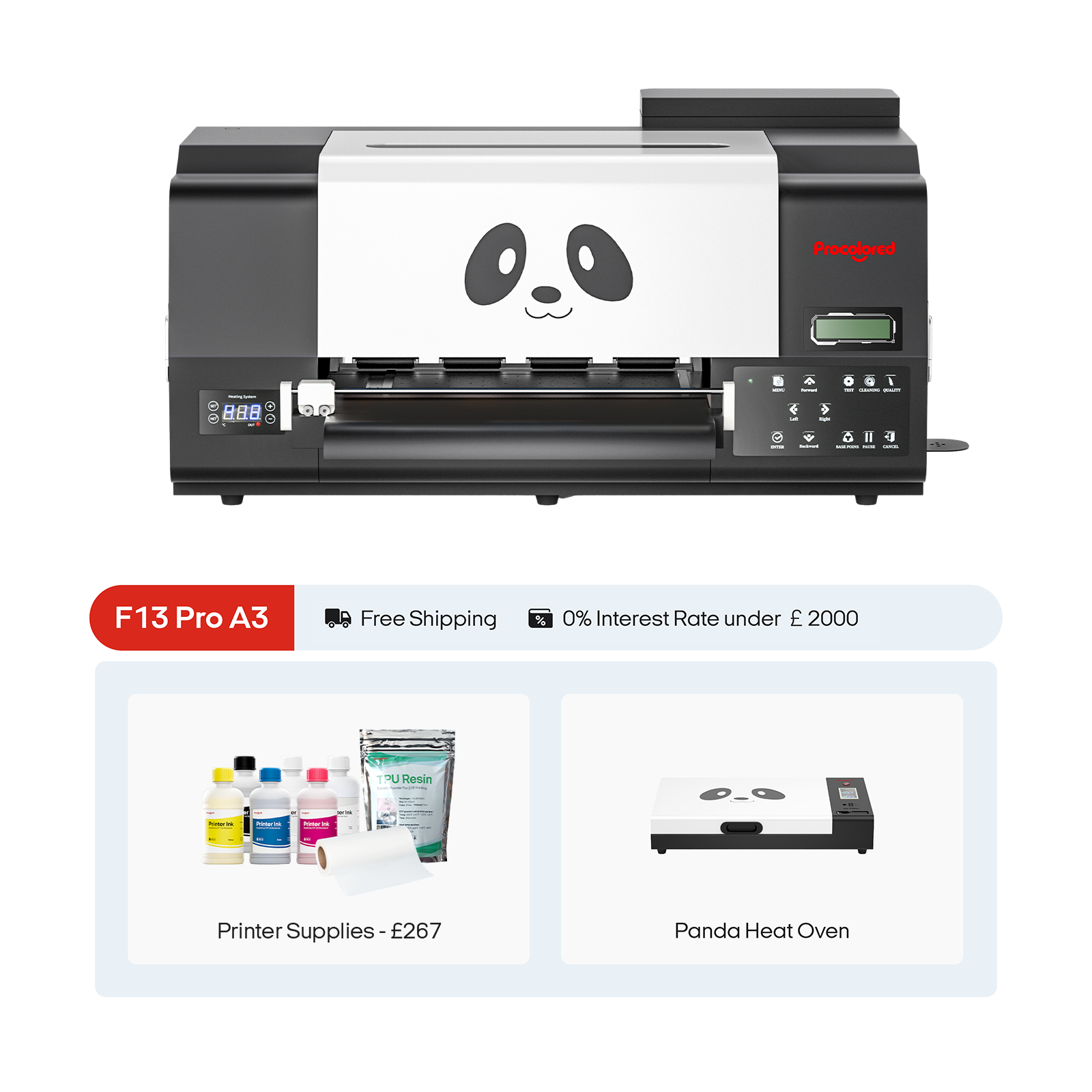 Procolored F13 Pro Panda DTF Drucker 13" A3 Dual XP600 & Ofen