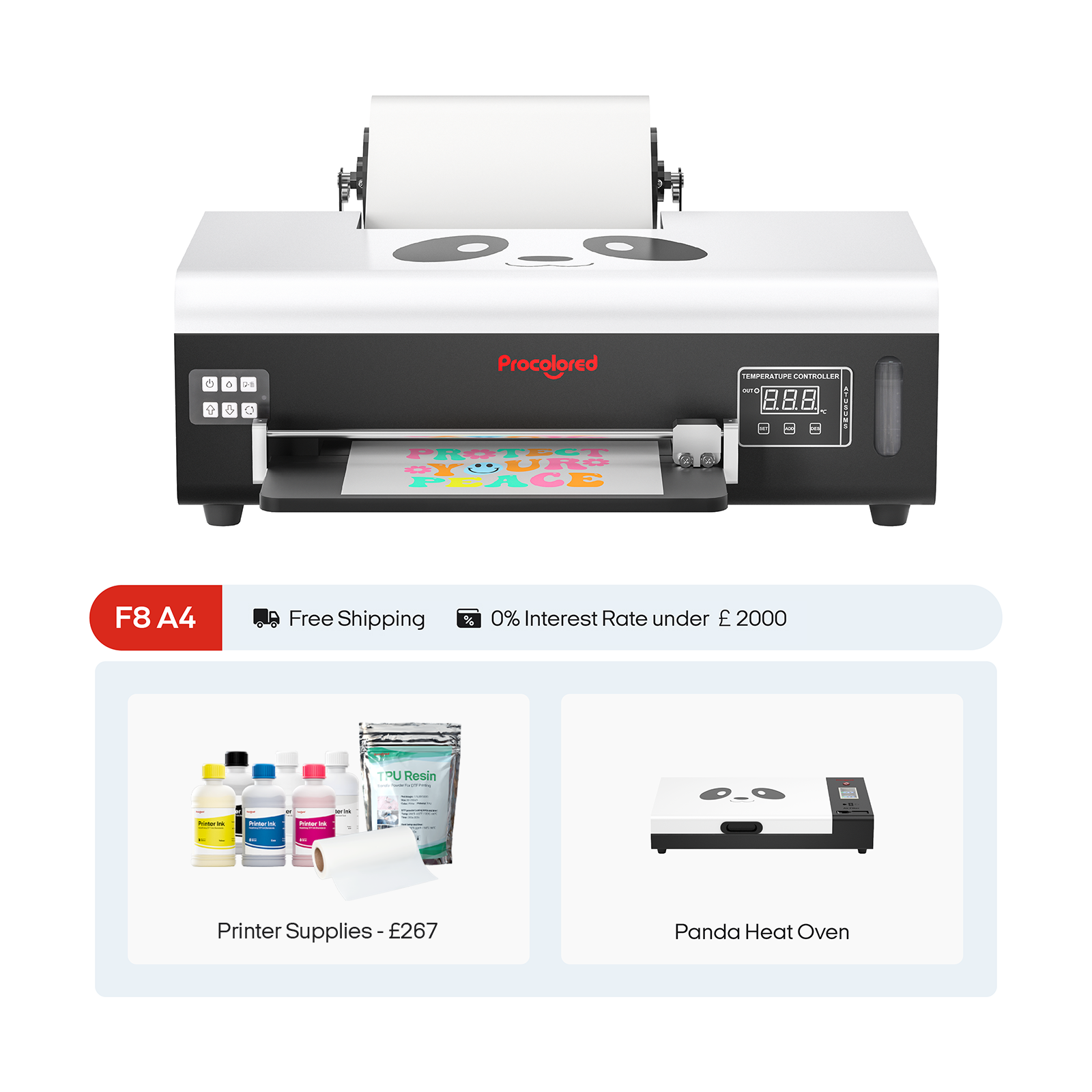 Procolored F8 Panda DTF Drucker 8.2" A4 L800 & Ofen