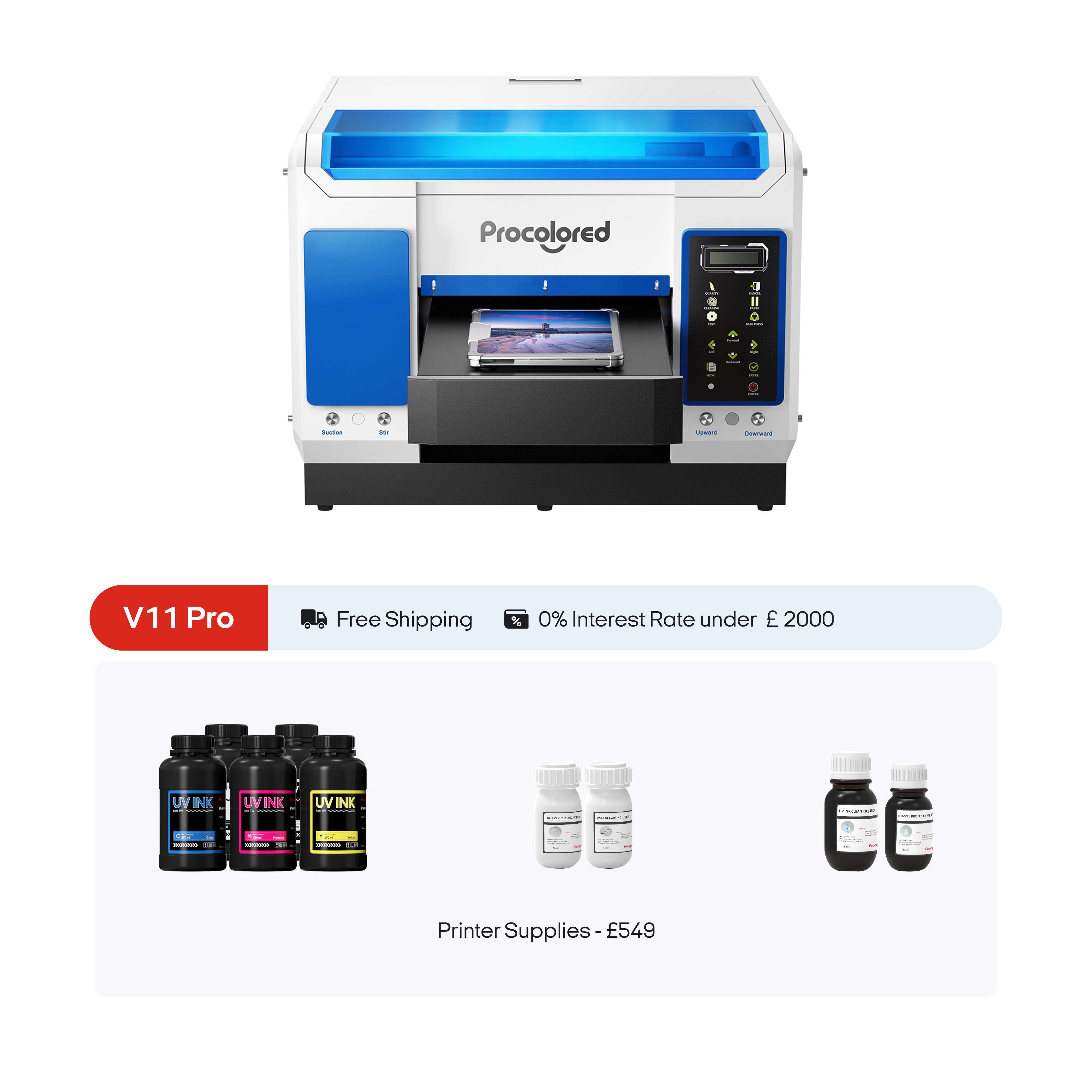 Procolored V11 Pro UV Drucker 11,4" A3 Dual TX800