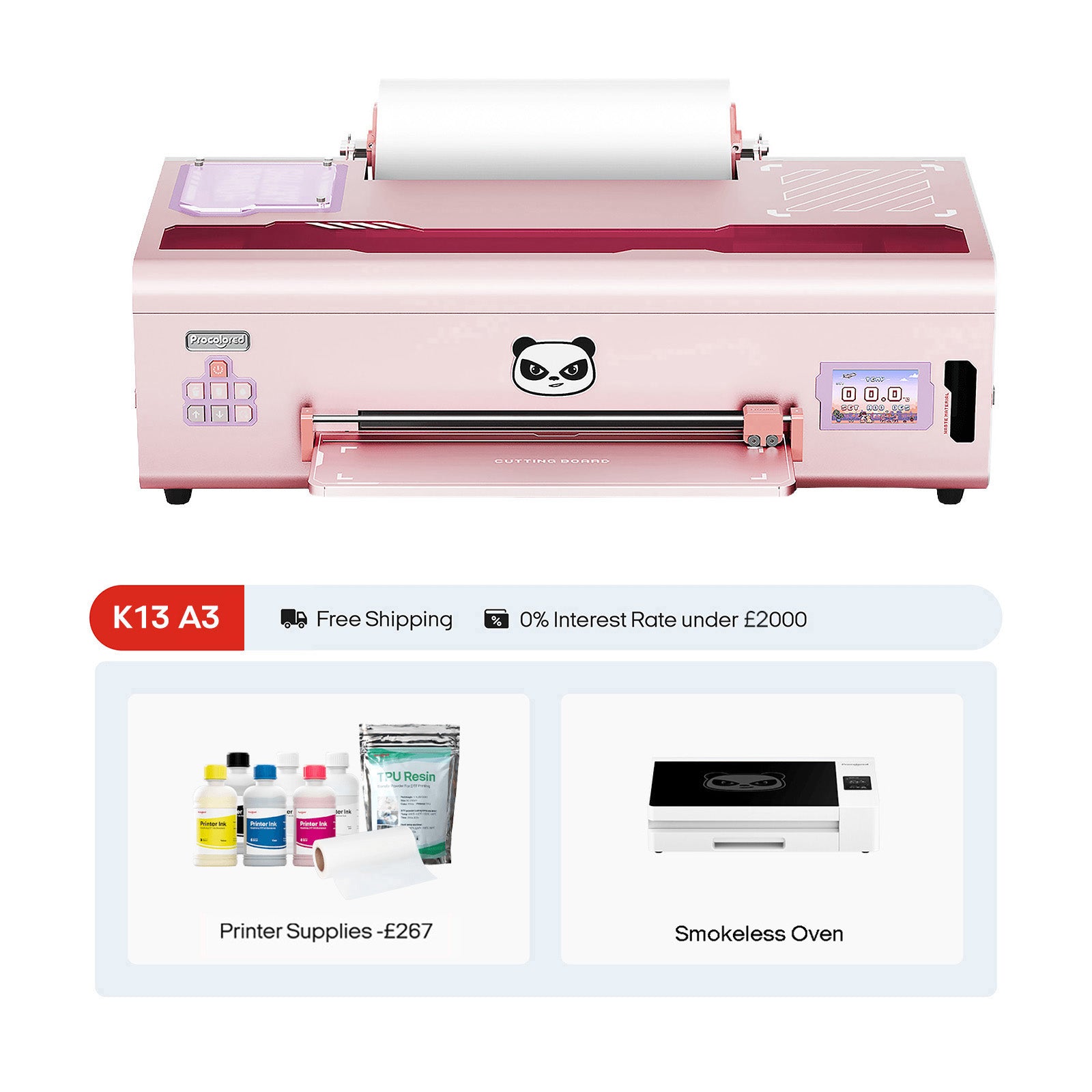 Procolored K13 DTF-Drucker 13" A3 & Premium-Ofen – Pink